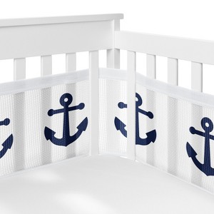 Sweet Jojo Designs Boy, Girl, Unisex/Gender Neutral BreathableBaby Breathable Mesh Crib Liner Baby Nursery Sailor Blue and White - 1 of 4