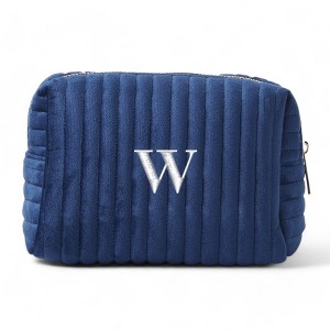 Personalization Mall Embroidered Initial Small Navy Velvet Makeup Bag - 1 of 1