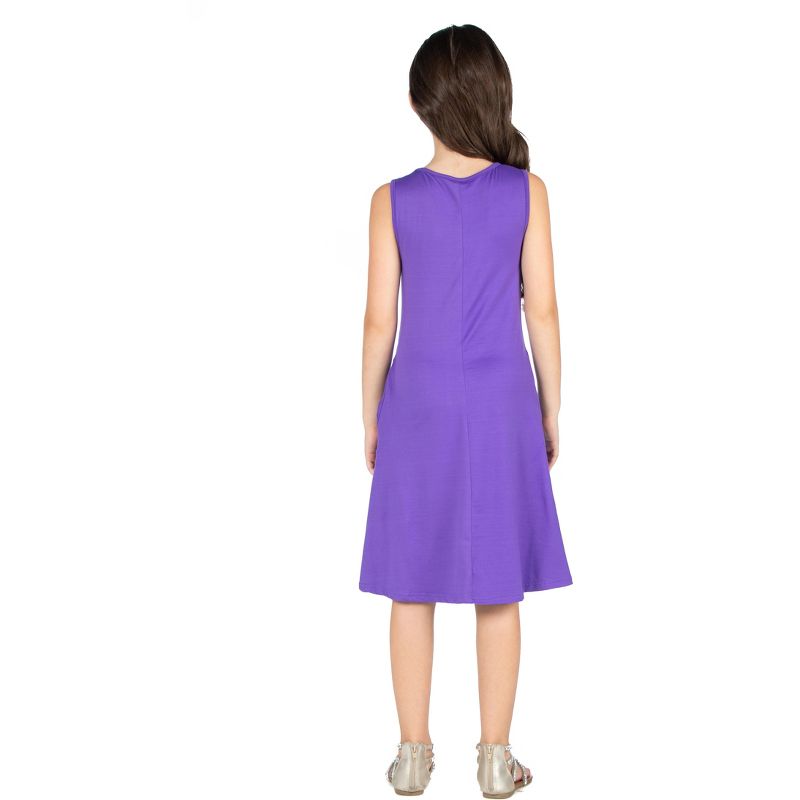 24seven Comfort Apparel Girls Sleeveless Pocket Swing Dress, 3 of 5