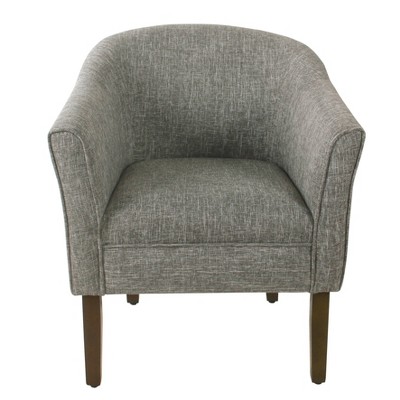 Gray Faux Leather Barrel Accent Chair with Wood Legs