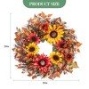 24 Inch Fall Wreaths for Front Door, Sunflower Wreath with Berries, Thanksgiving Harvest Wreath - 4 of 4