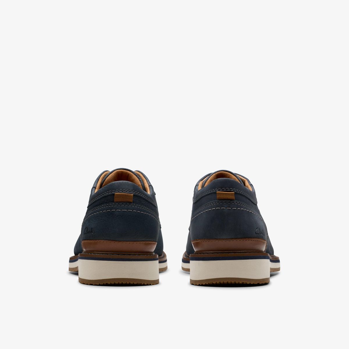 Clarks Mens Monahan Plain Navy Nubuck Shoes - thumbnail 5
