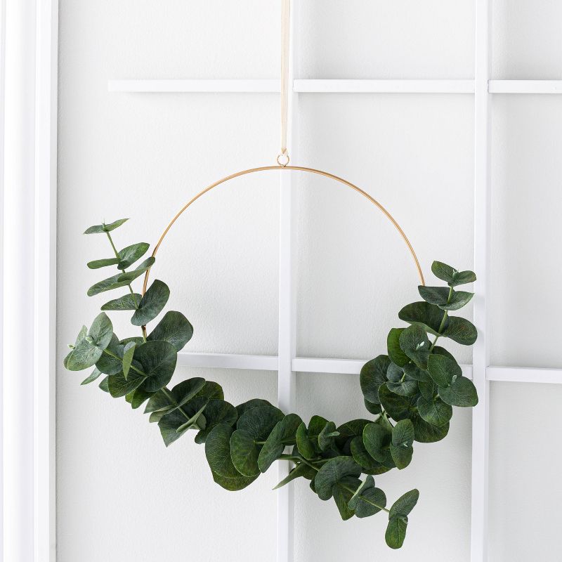 14&#34; Faux Eucalyptus Wire Wreath - Hearth &#38; Hand&#8482; with Magnolia, 3 of 11
