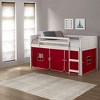 Donco Kids Louver Twin White Low Loft Bed With Slide & Red Tent - 3 of 4