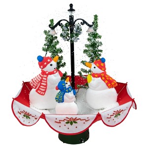 Northlight 2.5 FT Musical Lighted Snowing Snowman Family in Umbrella Base Christmas Decoration - 1 of 4