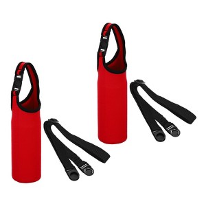 Unique Bargains Neoprene Insulated Removable Shoulder Straps Water Bottle Sling Bags 2.64"x7.28" 2 Pcs Red - 1 of 4