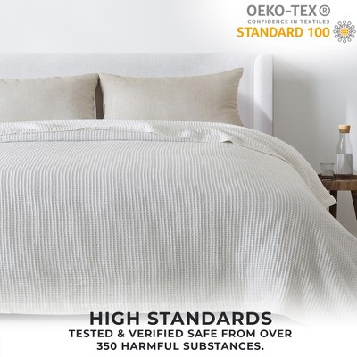 King Size White Cotton Waffle Weave Blanket