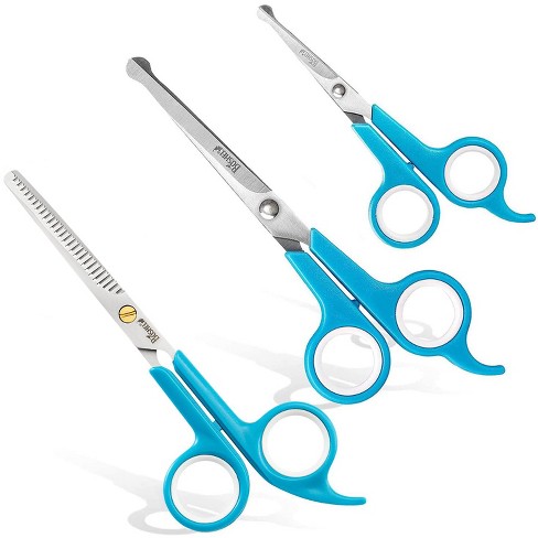 7 Inch Pet Grooming Scissors Set Blue Dog Scissors Straight Curved Shears  Cat Dog Cutting Thinning