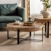 31.29"Modern Retro Splicing Round Coffee Table , Fir Wood Table Top with Cross Legs Metal Base - 3 of 4