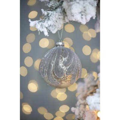 Syemin Decorative Objects Christmas Ball Ornaments Glass Decorative Hanging Ball Christmas Tree Ornaments Set of 6, Silver, 3.9"*3.9"*3.9"