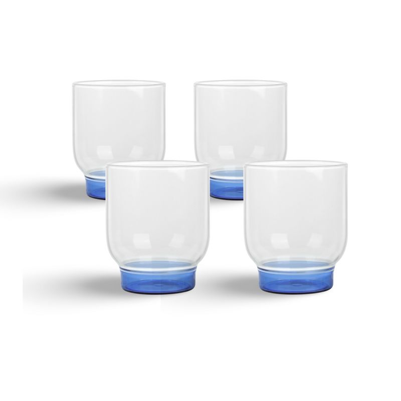 Elle Decor Set of 4 Water Drinking Glasses, 12 Oz Whiskey Tumblers, Clear Glass Cups with Heavy Weighted Colored Base, 2 of 6