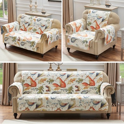 Reversible Natural Polyester Sofa Furniture Protector with Forest Animals