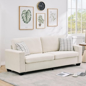 83" Modern Corduroy 3 Seater Sofa, Deep Seat Couch with Wide Armrest and Removable Washable Cushion Cover for Small Space - 1 of 4