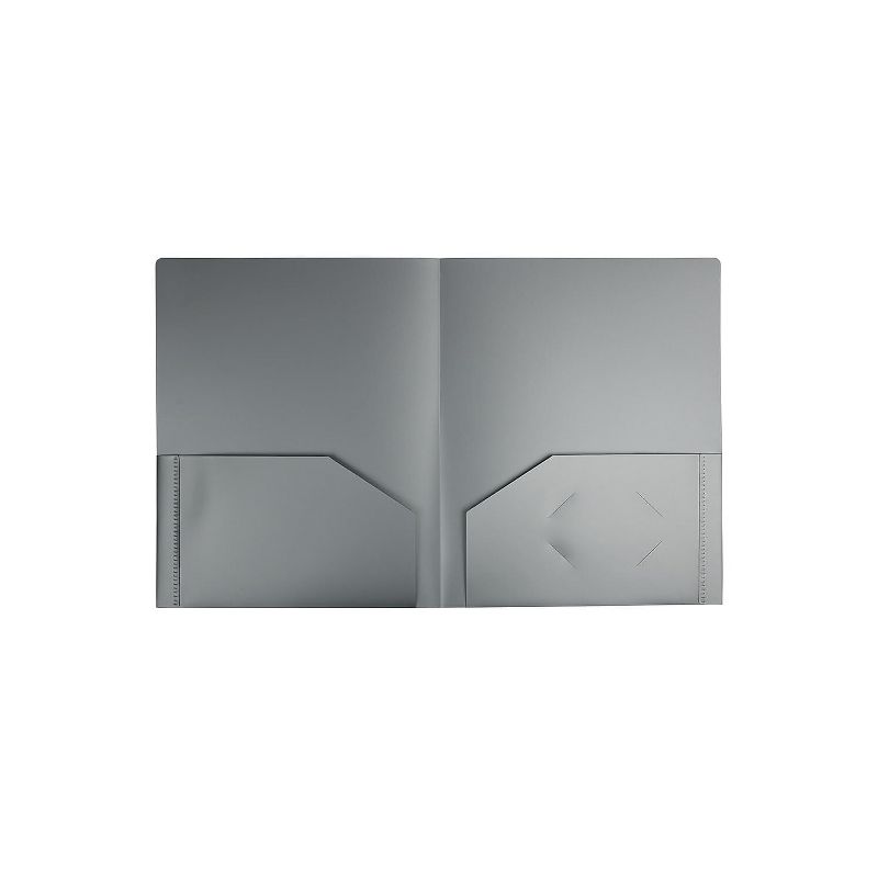 JAM Paper Heavy Duty 2-Pocket Plastic Folders Silver 6/Pack (383HSIA), 2 of 6
