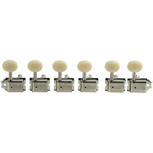 Kluson 6-In-Line Deluxe Series Oval Plastic Double Line Logo Tuning Machines Nickel - 1 of 1