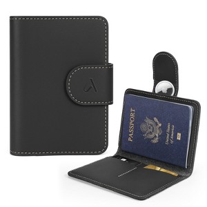 Generic Passport Holder for Travel, Genuine Leather Passport Holder with AirTag Hidden Pocket - 1 of 4