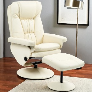 Mshliw PU Leather Swivel Recliner Chair with Ottoman, Upholstered Lounge Chair with Wrapped Base for Living Room, Bedroom or Office - 1 of 4