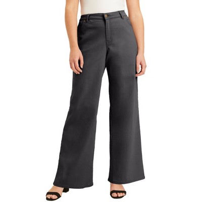 June + Vie by Roaman's Women's Plus Size June Fit Wide-Leg Jeans