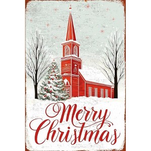 Lomsoe Retro Pink Christmas Merry Christmas Tin Sign Holiday Cafe Decor Christmas Metal Sign Christmas Decor Christmas Gift 8x12Inch - 1 of 1