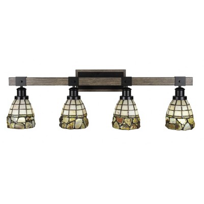 Toltec Lighting Tacoma 4 - Light Vanity in  Black/Painted Wood with 7" Cobblestone Art Glass Shade