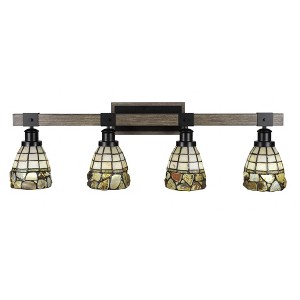 Toltec Lighting Tacoma 4 - Light Vanity in  Black/Painted Wood with 7" Cobblestone Art Glass Shade - 1 of 1