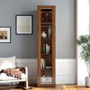 Runesay Brown Display Cabinet with Glass Doors, Curio Storage Cabinet with 5 Shelves, Bookcase with LED Lights - 3 of 4