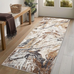 Faux Wool  Modern Abstract Machine Washable Area Rug Non Slip Soft Floor Carpet Low Pile Rug Foldable Nursery Rug for Bedroom - 1 of 4