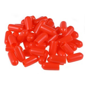 Unique Bargains Rubber Vinyl Round Tube Bolt Thread Protectors End Caps Cover Red 50 Pcs - 1 of 4