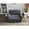 TiramisuBest 55" Velvet Foldable Sofa Bed with Adjustable Backrest and USB Port, 2-Seat Convertible Sleeper Couch with Pillows, Gray - 2 of 4
