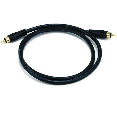 Subwoofer S/PDIF Audio Digital Coaxial RCA Composite Video Cable (3 Feet) -  Gold Plated Dual Shielded RCA to RCA Male Connectors - Black 