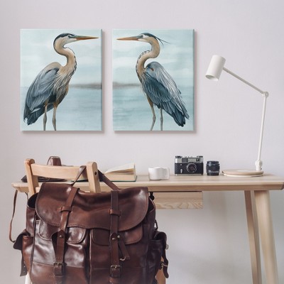 Grace Popp Blue Heron Bird Duo Canvas Wall Art Set