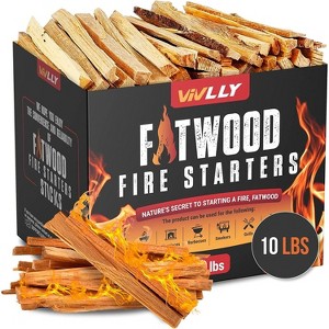 ViVLLY – Fatwood Fire Starters – 100% Natural Pine Kindling Sticks for Fireplaces, Grills & Campfires – 10 lb - 1 of 4