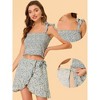 Allegra K Women's Summer Floral Print Smocked Top Mini Skirt Outfit Set 2 Pieces - 2 of 4