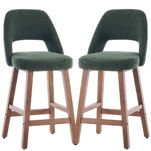 YOUNIKE Counter Height Bar Stool 26 Inch Modern Farmhouse Barstools with Solid Wood Legs Upholstered Bar Height Chair Boucle Fabric - 1 of 4