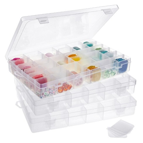 Juvale 3 Pack Bead Storage Organizer Box With 36 Grids And Removable  Dividers - Plastic Container Tray For Craft And Jewelry : Target