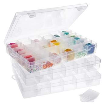 Juvale 3 Pack Bead Storage Organizer Box with 36 Grids and Removable Dividers - Plastic Container Tray for Craft and Jewelry