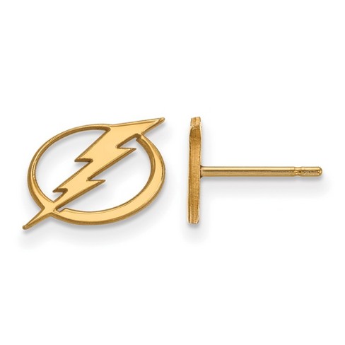 Black Bow Jewelry 14k Yellow Gold Plated Sterling Silver Tampa Bay Lightning NHL Stud Earring - image 1 of 3