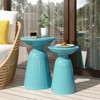 VisioGear Patio End Tables, 2PCS Outdoor Flared Shaped End Table, Patio End Table with Round Base for Balcony Porch Pool, Blue, 15"*15"*20.75" - 4 of 4