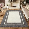 2x6FT Modern Washable Area Rug, Bordered Throw Carpet with Non Slip Backing, Low Pile Stain Resistant Floor Carpet for Home, Beige - 2 of 4