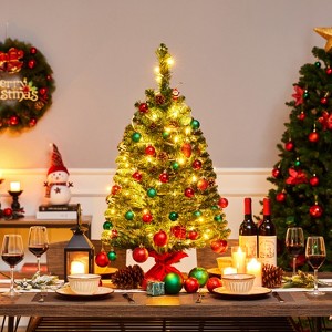 Yaheetech 2Ft/3Ft Tabletop Christmas Tree Mini Artificial Christmas Tree with Cement Base, Green - 1 of 4