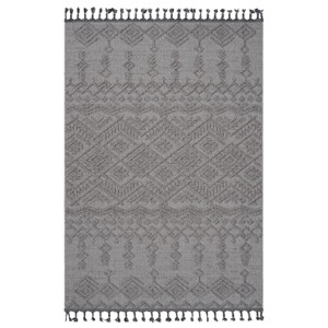 ChicFurnit Rug Guros Collection Traditional Indoor Outdoor Area Rug Stain Resistant for High Traffic Areas, White, 77.5"*5.6"*5.6" - 1 of 4