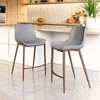 Zuo Modern Magnus Counter Stool,39.8" H Slate Gray and Walnut Faux Leather Curved Seat Modern Bar Seating ,Set of 2 - 2 of 4
