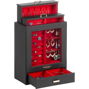 White and Gold Jewelry Box Organizer, Storage Case for Necklaces, Rings, Earrings, Bracelets, Christmas Gift for Women & Girls - 1 of 4