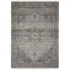 Light Blue Gray And Pink Oriental Hand Woven Area Rug With Fringe - 4 of 4