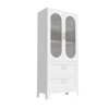 ZACHVO Freestanding Metal Storage Cabinet with Acrylic Glass Doors, 2 Drawers, Adjustable Shelves, Feet, White - 4 of 4