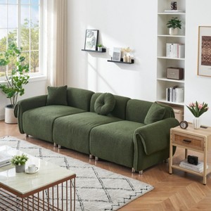 NicBex Couches for Living Room 112"Inch Modern Teddy Upholstered 3 Seater Sofa Couch with Sturdy Hardware Foot Support and 3 Throw Pillows - 1 of 4
