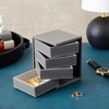 Juvale 4 Layer Rotating Jewelry Organizer for Men, Women, Small Faux Leather Box for Necklaces, Rings, Earring, Bracelets, Gray, 4 x 5 In - 2 of 4