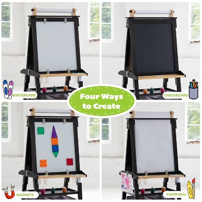 Charcoal and Natural Dual-Sided Toddler Art Easel with Storage