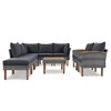 9-Pieces Outdoor PE Rattan Sectional Sofa Set with Acacia Wood Legs and Coffee Table - 4 of 4