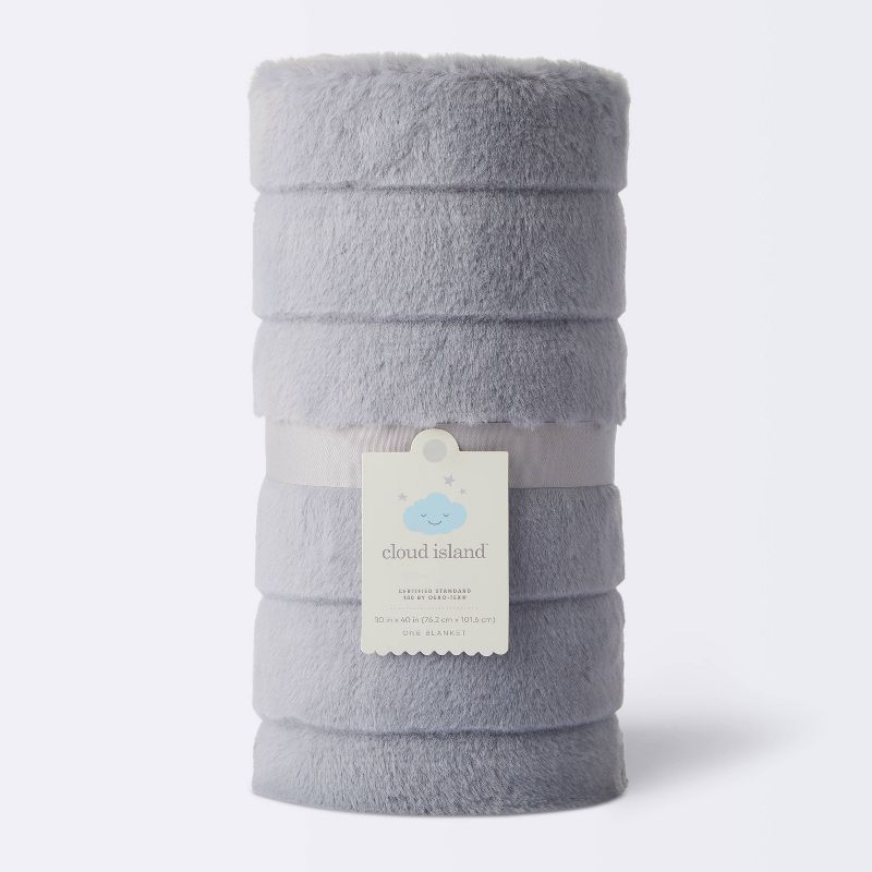 Faux Fur with Channel Carving Baby Blanket - Gray - Cloud Island&#8482;, 5 of 6